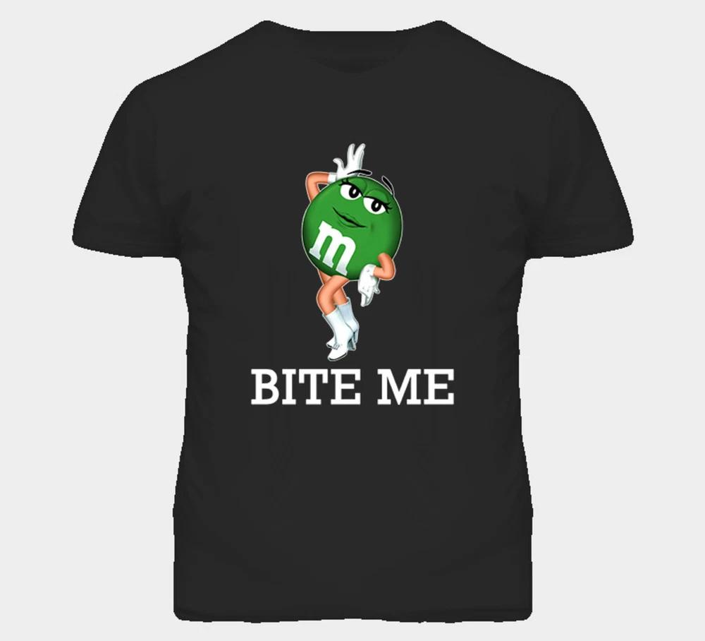 Green Mm Chocolate Sexy Bite Me Funny Candy Black T Shirt S