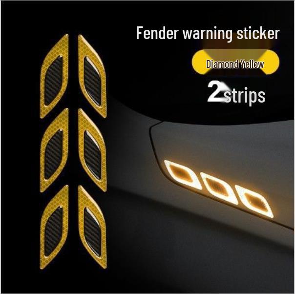 Carbon Fiber Reflective Anti-Collision Car Stickers for Doors, Fenders, and Headlights.