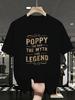 Men's Summer 100% Cotton Fashionable Retro Poppy Pattern Printed Casual Loose Sports Round Neck Short Sleeve T-shirt Top
