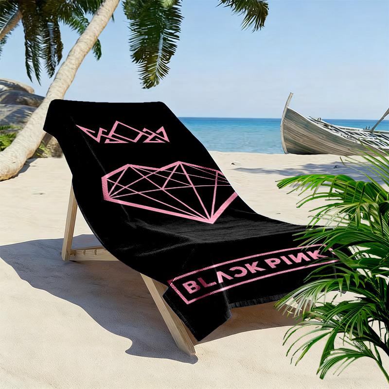BlackPink Print Beach Towel, Large Soft Quick Dry Towel for Beach Camping Swimming