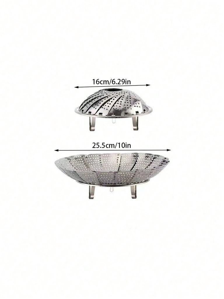 Adjustable Stainless Steel Steaming Rack - 3-Size Foldable Multi-Functional Steamer for Buns, Dim Sum & Fruits (Dishwasher Safe)