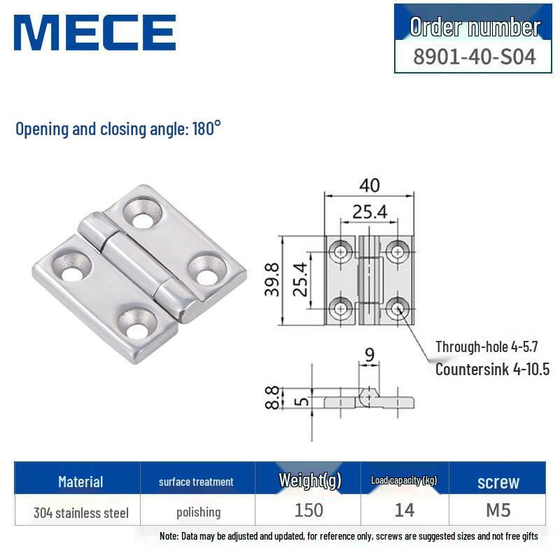 304 Stainless Steel Thickened Cabinet & Wooden Door Hinges