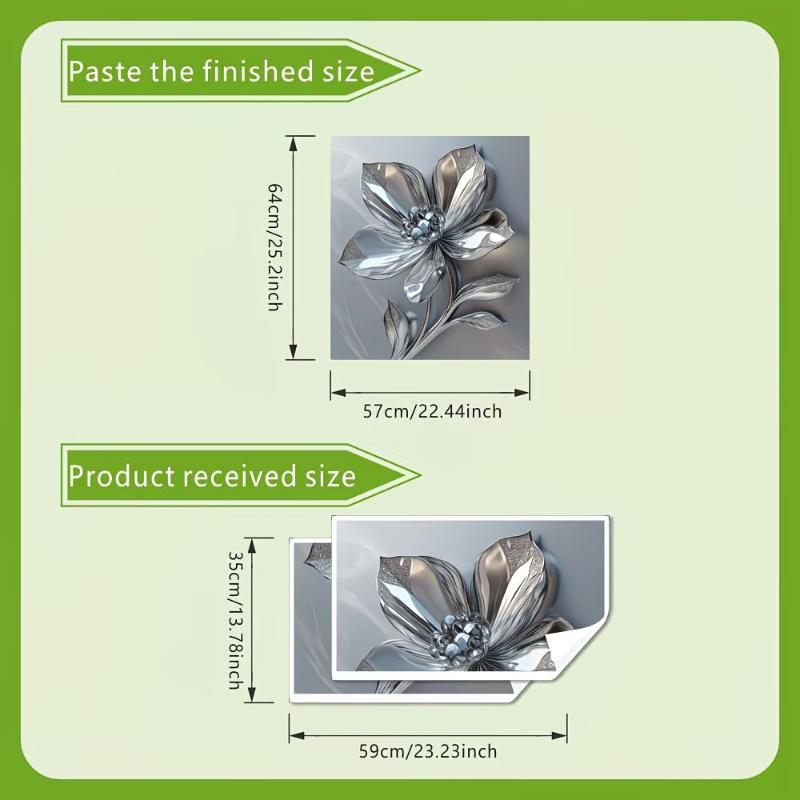 Silvery Floral Decal Kitchen Fridge Dishwasher Sticker Self-Adhesive Removable Wall Decals Home Decor