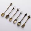 Mini Royal Style Cutlery Set 6pcs Spoons Fork Vintage Carved Dessert Spoons Kitchen Tableware Dinnerware Set