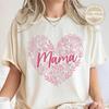 Mama Floral Heart Shirt, Aesthetic Pink Flower Mama Tee, Mother's Day Gift, Comfort Colors Motherhood Tshirt, Cute Botanical Gift for Mom