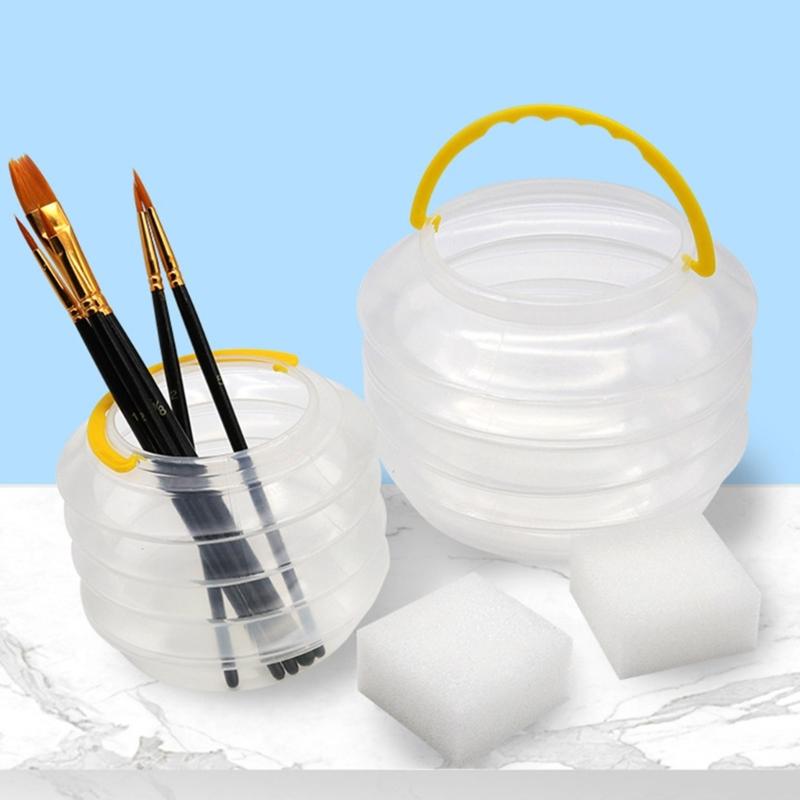 Painting Brush Washing Bucket Mini Foldable Plastic Acrylic Oil Painting Brush Bucket for Art Watercolor Oil Painting