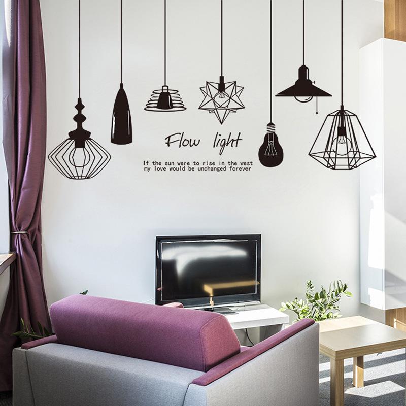 Black Chandelier Wall Sticker Self Adhesive Waterproof Decal for Living Room Bedroom TV Sofa Background Wall Decor