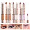 6pcs Double-Ended Glitter Eyeshadow Stick Set Waterproof Shimmer Metallic Gradient Eyeshadow Pen Highlighter and Aegyo-Sal Makeup Crayon for Women