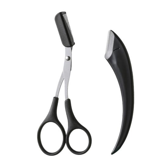 

Eyebrow Trimmer Scissors with Comb Stainless Steel Non-Slip Precision Eyebrow Razor Men Women Brow Hair Removal Grooming Tool