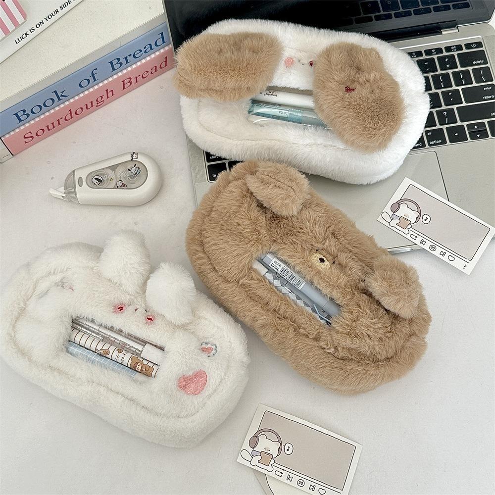 

Fluffy Stationery Bag Large Capacity Student Pencil Case New Pen Bag Student Rabbit