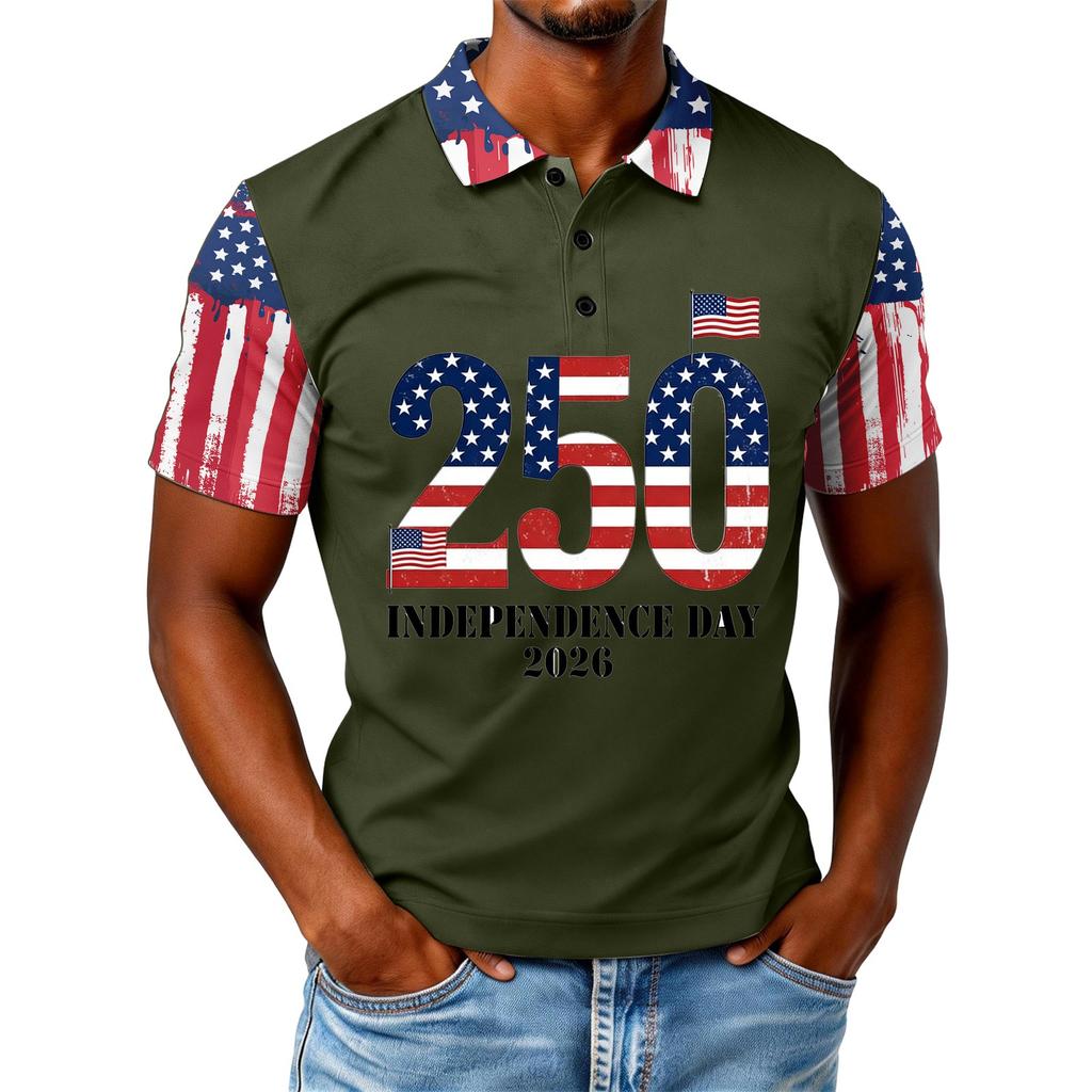 Men's Loose And Casual Flag Letter Print T-shirt Short-sleeved Top