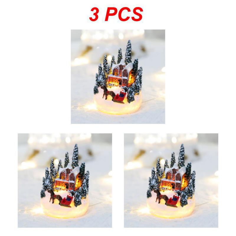 Christmas Decorations Resin House Luminous Ornaments Christmas Micro Landscape Christmas Small House Christmas Gift