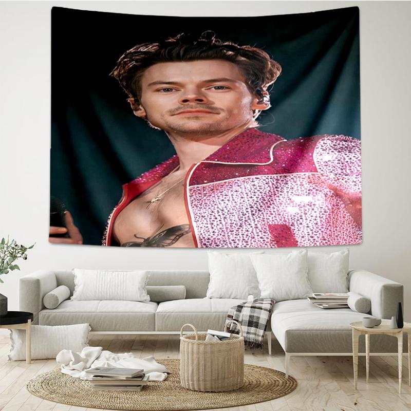 Arazzo con Stampa di Harry Styles, Sfondo, Facile da Installare, Ideale per Camera da Letto, Ufficio e Soggiorno, con Decorazione Estetica da Appendere alla Parete.
