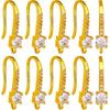 BEEFLYING 20PCS Golden Cubic Zirconia Earring Hooks Ear Wires Findings with Dangle Loops for Women DIY Jewelry Making Crafts
