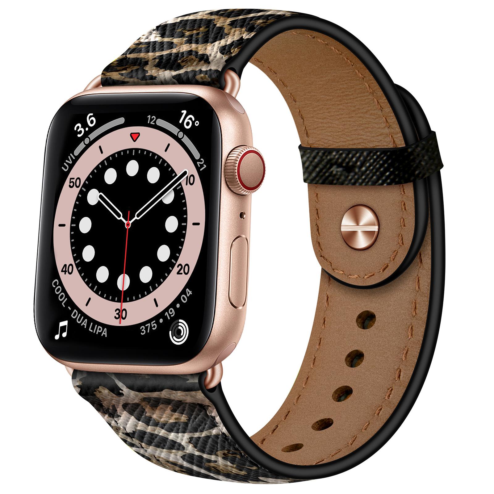 

For Apple Watch Series 10 42mm/9 8 7 41mm/SE (2023) SE (2022) SE 6 5 4 40mm/3 2 1 38mm Wrist Strap Leopard