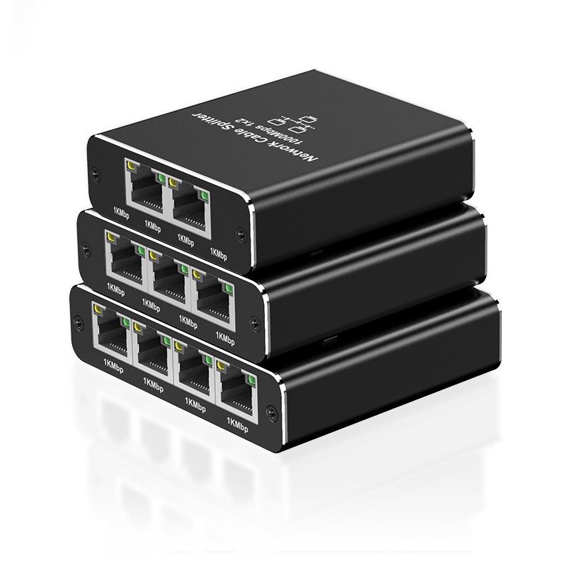 RJ45 Gigabit Network Splitter: 1-to-2/4-Port Network Cable Sharing Switch