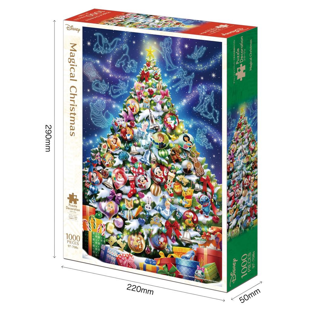 EPOCH Jigsaw Puzzle Disney Magical Christmas Decoration Includes and Decorative Stickers 1000-Piece (Puzzle Collage) (50x75cm) 97-708s Glue, Spatula,