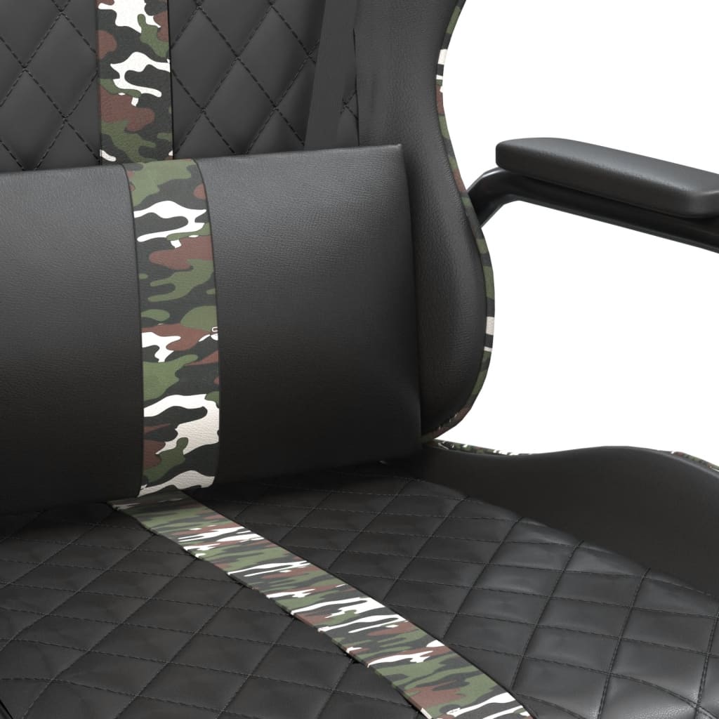 Gaming Chair with Massage Function Camouflage Color Black Artificial Leather