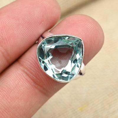 Green Amethyst Gemstone 925 Sterling Silver Handmade Designer Pretty Ring For Her