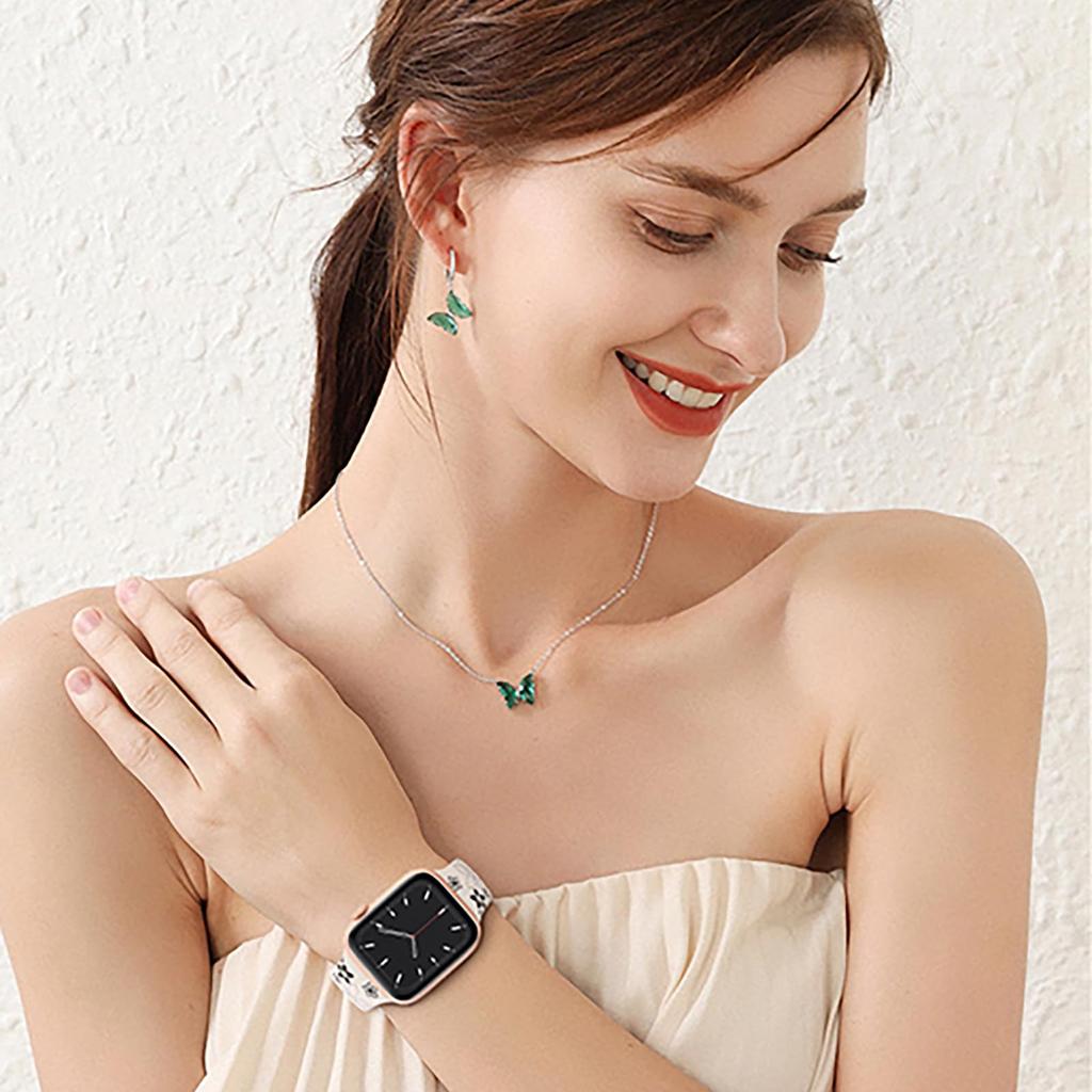 Floral Engraved Strap For Apple Watch Ultra 2 Band 49mm 41mm 40mm 44mm 45mm 46mm Silicone Bracelet iWatch Series 10 SE 9 8 7 6 3