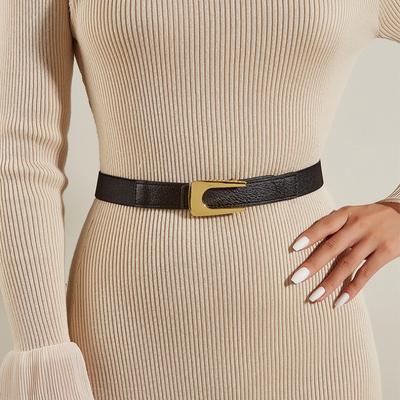 Beautiful Elastic Band Belt 2.5cm Black Elastic Band Fashionable Gold Color Buckle Convenient Belt for Woman