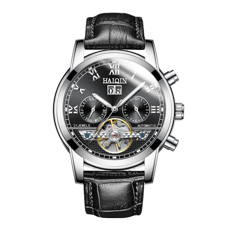

HAIQIN мужские водонепроницаемые механические часы с турбийоном