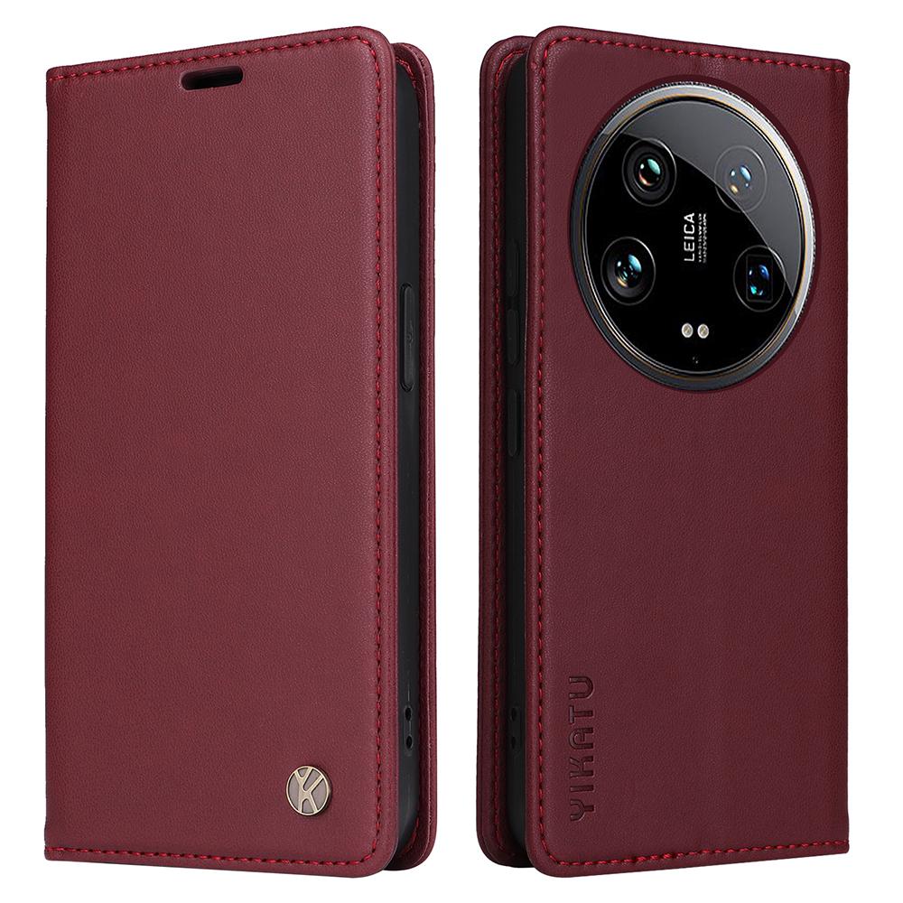 

YIKATU YK-001 Чехол для Xiaomi 14 Ultra Магнитная застежка Обложка из ПУ кожи Wine Red