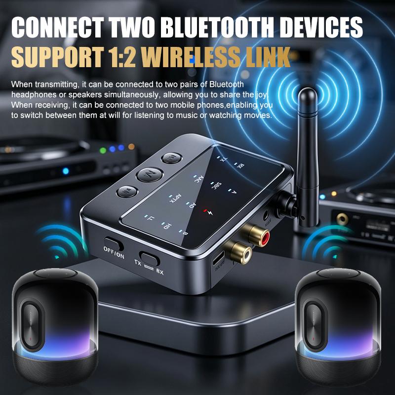 Dual Steam Bluetooth 6.0 Receiver Transmitter aptX HD/LL Low Latency 3.5mm AUX RCA Jack Wireless Audio Adapter For PC TV