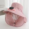 Fashion Solar Fan Face Mask Sun Hat 300mA UV Protection Fisherman's Hat Wide Brim Breathable Tea Picking Work Hat Summer Unisex