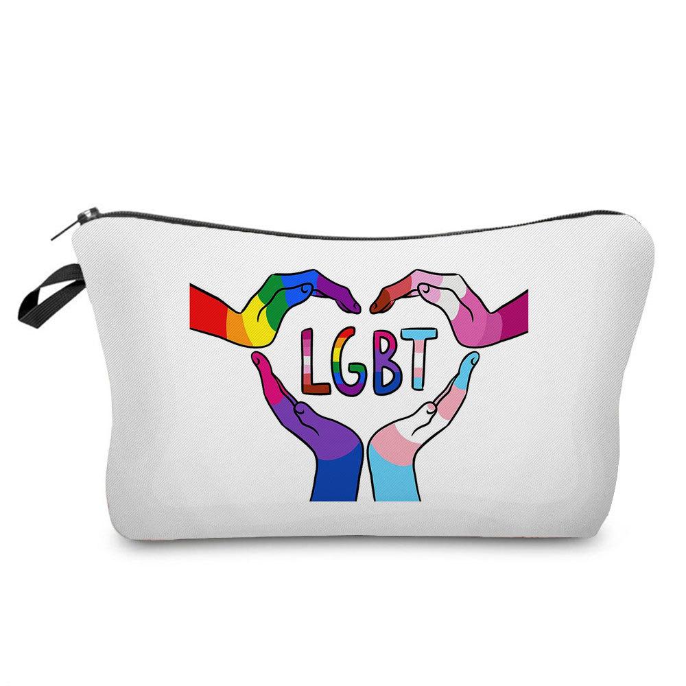 Women Heart Print Cosmetic Bag Toiletries Organize Travel Storage Case  6424