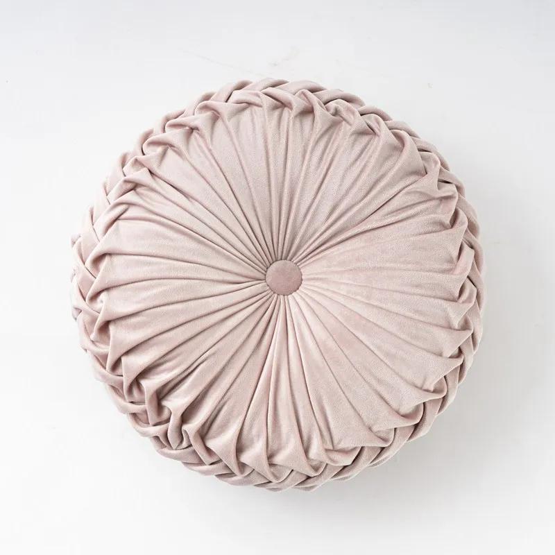 Light Luxury Solid Color Dutch Plush Pumpkin Sofa Pillow Handsewn Wheel Shape Chair Waist Pillow Cushion