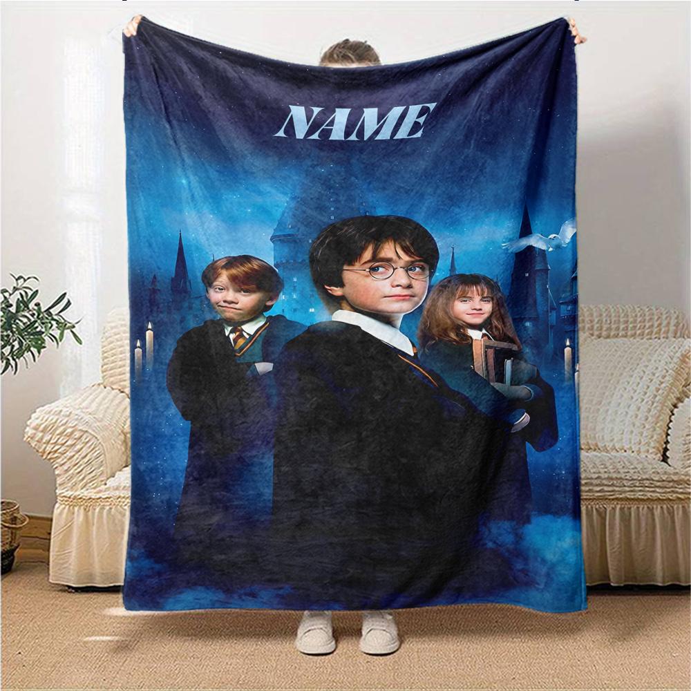 Custom Name Harry Potter Adventure blanket for Couch & Bed, Plush Cozy Fuzzy Blanket Super Soft & Warm Blankets for Fall and Winter. 090894