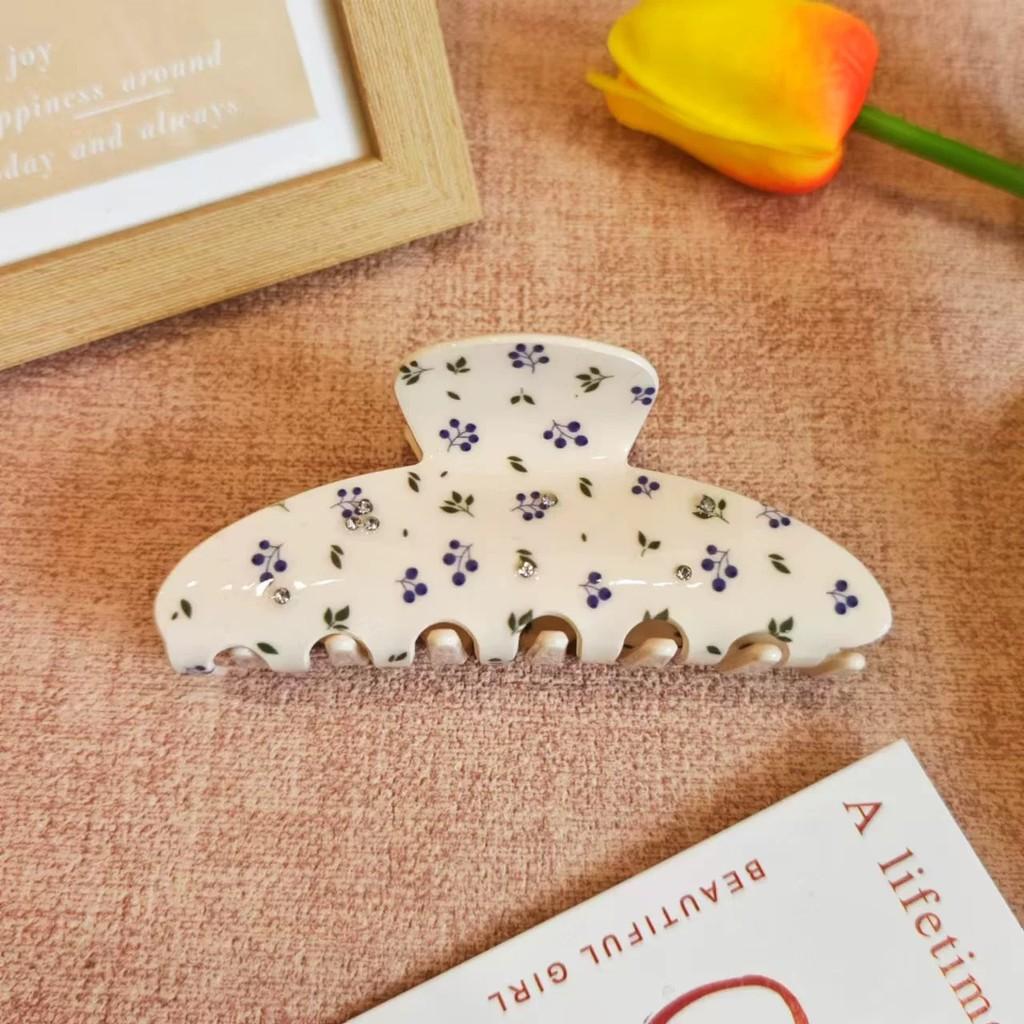 Vintage Floral Cherry Hair Clip Women Starry Diamond Delicate Shark Clip Versatile Hair Accessories