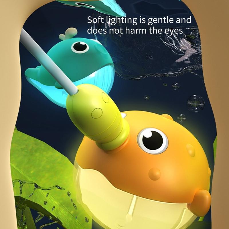Interactive Light Up Bath Time Fishing Game with Model Fish Toy and Magnetic Fishing Rod Safe Bathtub Toy For Toddler