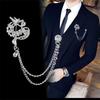 Men's Fashion Suit Brooch Simple Diamond Tassel Metal Wedding Dress Suit Brooch Collar Pin