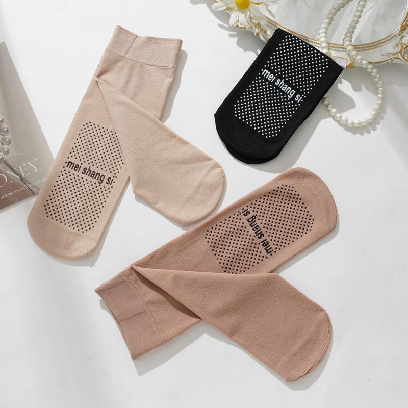 Women's Velvet Middle Socks Glue Dots Anti-slip Anti-snagging Stockings Thick Wear-resistant Floor Socks