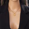 Retro New Round Double Sided Wearing 12 Constellation Pendant Titanium Steel Necklace Jewelry