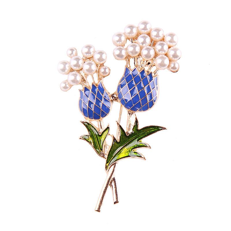 

Fashion Pearl Double Bouquet Brooch Women s Suit Pin Exquisite Ethnic Style Hypoallergenic Affordable Luxury Enamel Brooch Long-Lasting Color BFF Gift