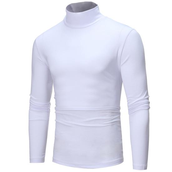 Men Fashion Solid Color Long Sleeve Turtle Neck Slim Fit T-Shirt Bottoming Top