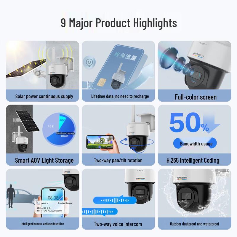 

Hikvision Outdoor 4G Solar Security Camera