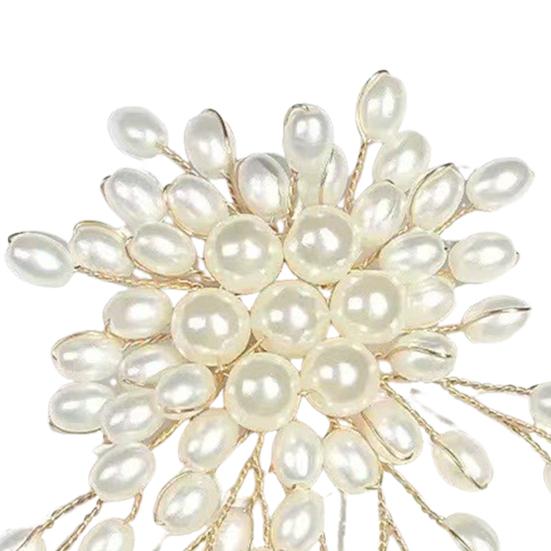 Women Brooch Hand-Woven Irregular Imitation Pearls Brooch Suit Coat Collar