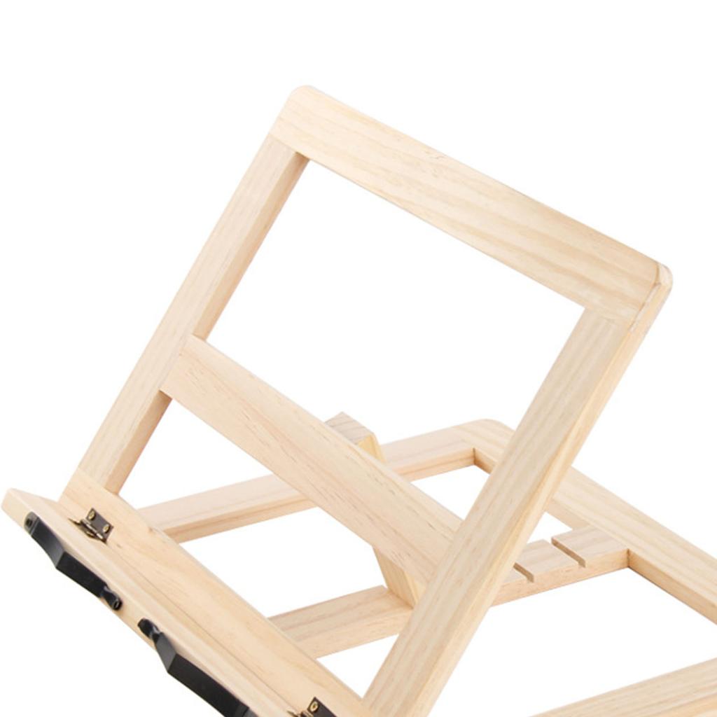 Wooden Book Stand Adjustable Book Holder Reading Stand Recipe Cookbook Holder for Kid Adult Home Iron Clip