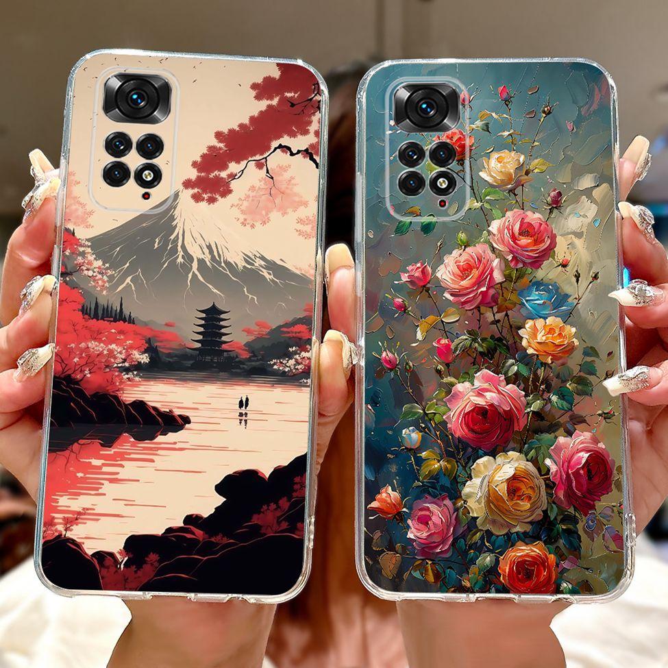 6,43" Für Redmi Note 11 4G Global Klare Hülle Für Redmi Note 11s Hülle Mode Luxus Blumen Süße Cartoon Bemalte Weiche TPU Hülle