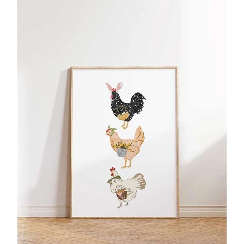 

Easter Chickens Print Wall Art, Easter Decorations for Home, Easter Decor for Nursery, Spring Wall Art, Farmhouse Easter Decor 21X30CMNo Framed