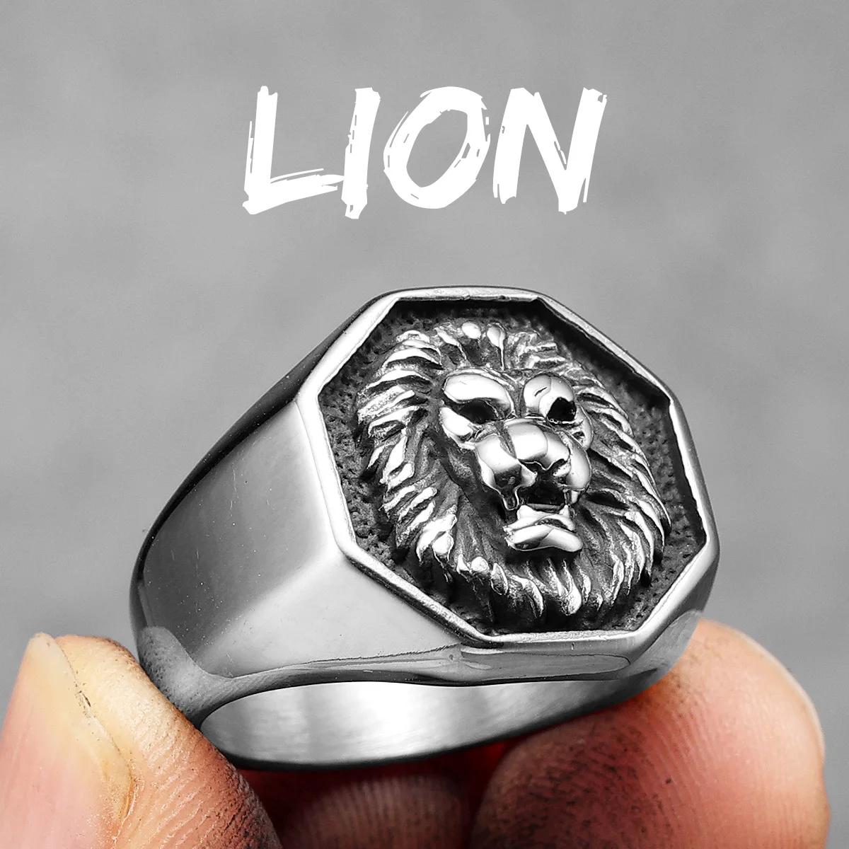 

Роскошные мужские кольца с изображением животных в виде короля льва из нержавеющей стали в стиле панк-рок, простые, новые женские ювелирные изделия, модные аксессуары, подарок 13