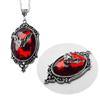Gothic Red Bat Glass Pendant Necklace Red Bat Pendant Necklace Halloween Choker