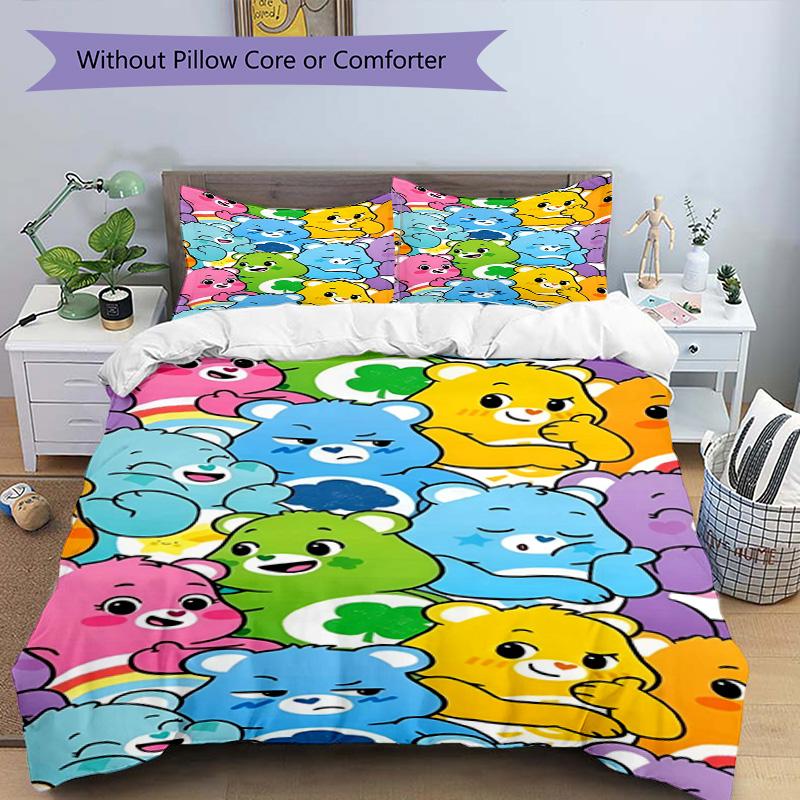3pcs Duvet Cover Set (1*Duvet Cover + 2*Pillowcase, Without Core), Care Bears Print Bedding Set, Bedroom Decor, All‑Season, Birthday Gift