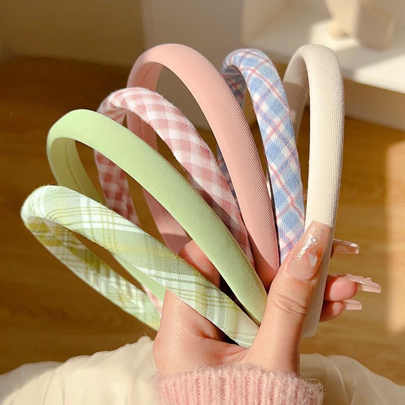 2/3Pcs Spring Summer Retro Colored Checkered Hair band for Women Girls Hair Bundle Fashionable Simple Hair Accessory