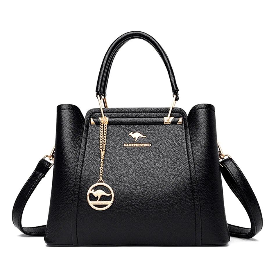 Luksus håndvesker i mykt skinn Damevesker Designer 3-lags skulder-crossbody-pose Dame Stor kapasitet Shopping Messenger Tote