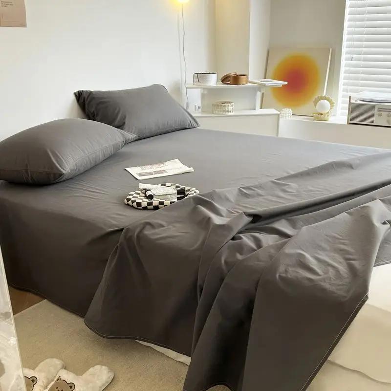Schlafzimmer Bettlaken Uni Gemütlich Weich Bequem Hautfreundlich Waschbar Hotel Rutschfest Schlicht Bettdecke Zuhause Doppel Einzel Studentenwohnheim